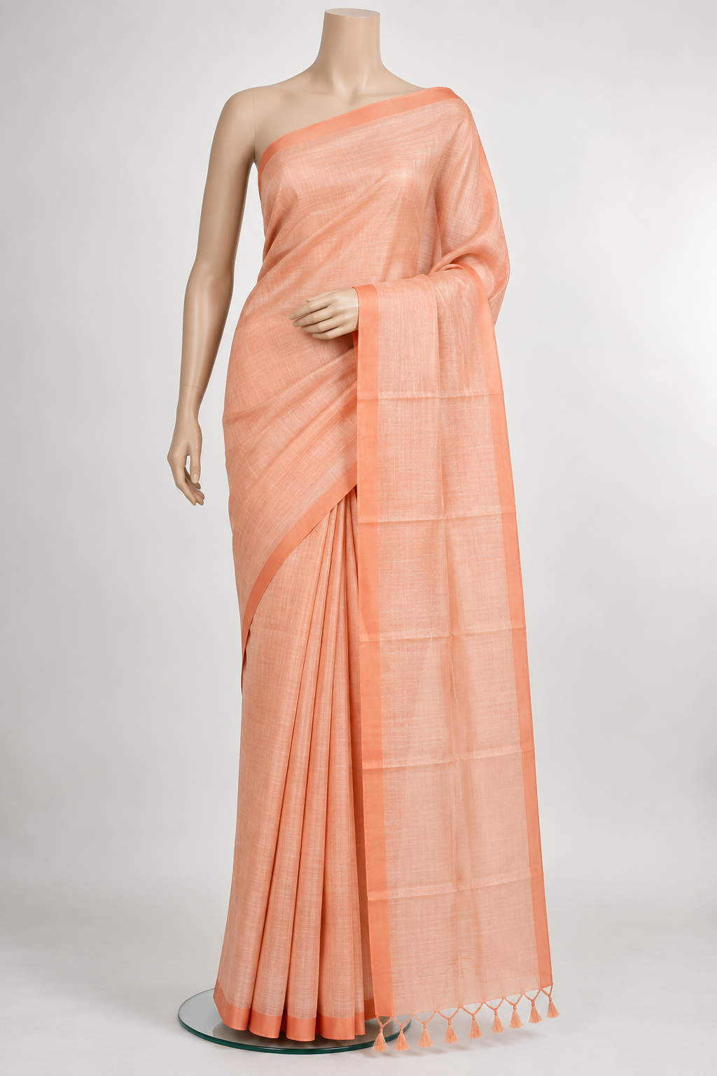Peach Mangalagiri Silk Saree with Blouse