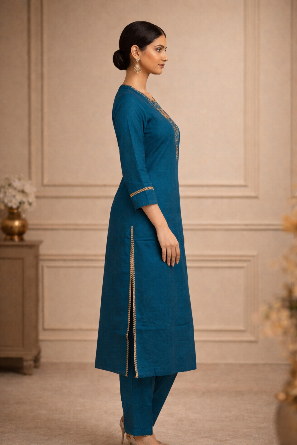 Blue Silk Anarkali Kurti with Dupatta”