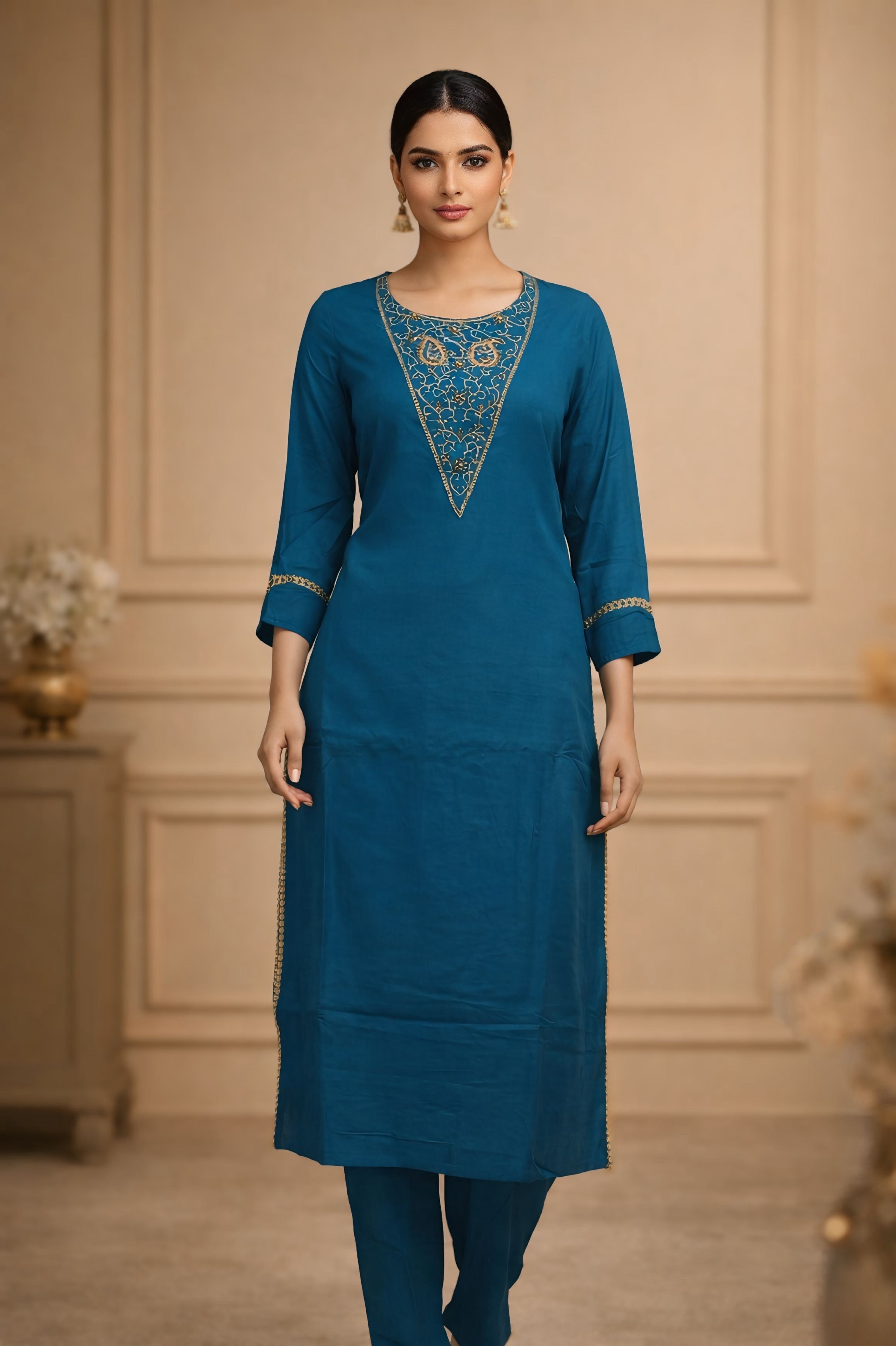 Blue Silk Anarkali Kurti with Dupatta”