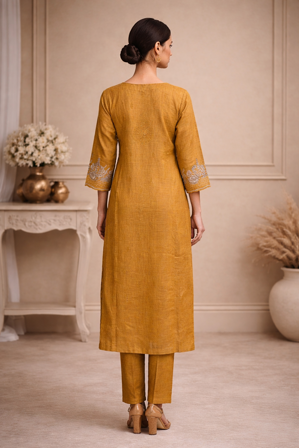 Mustard Elegance Linen Salwar Set