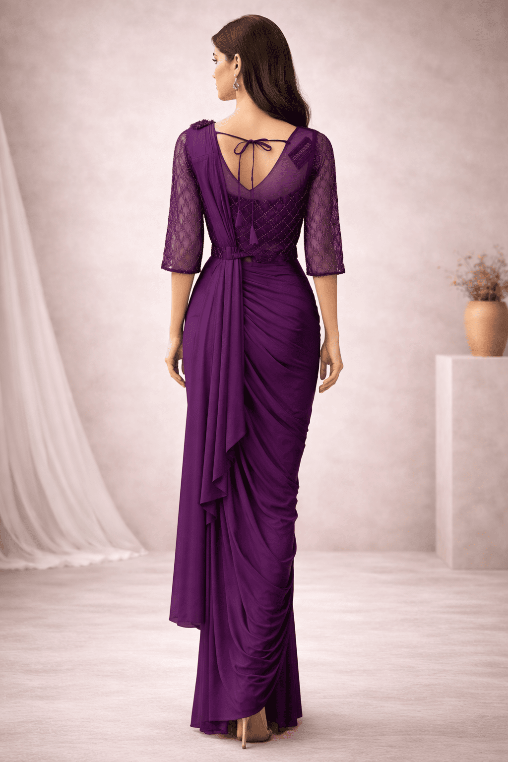 Purple Base Ready to Wear Cocktail Saree