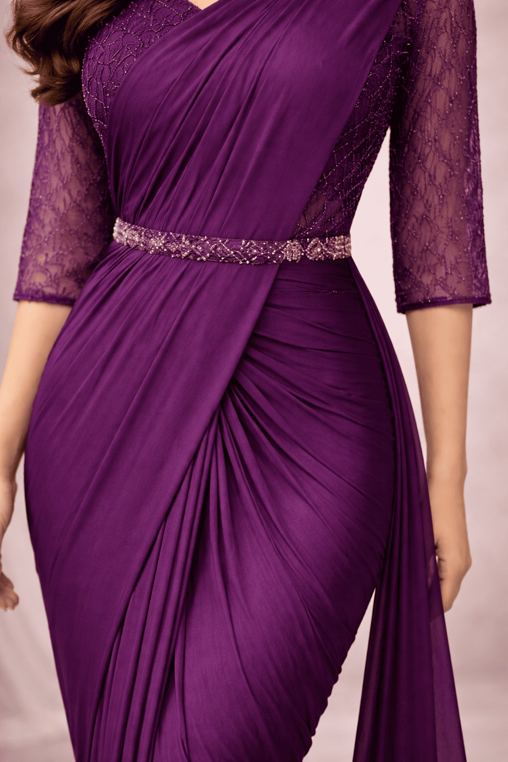 Purple Base Ready to Wear Cocktail Saree