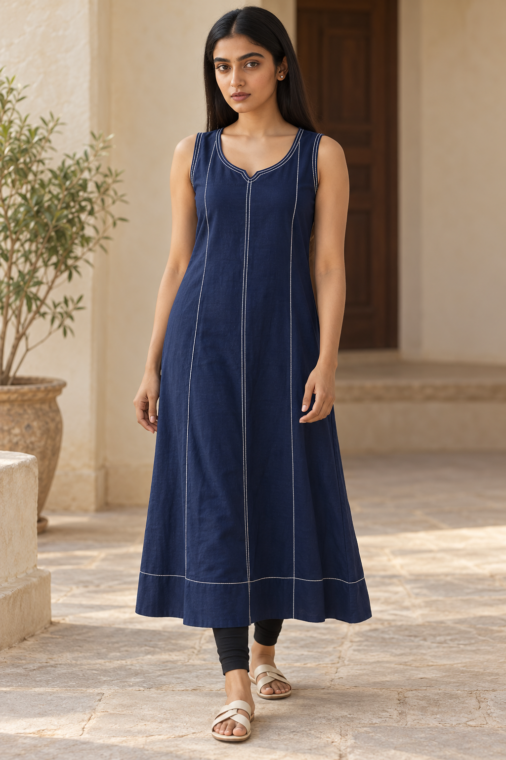 Embroidered Yoke A-Line Kurta