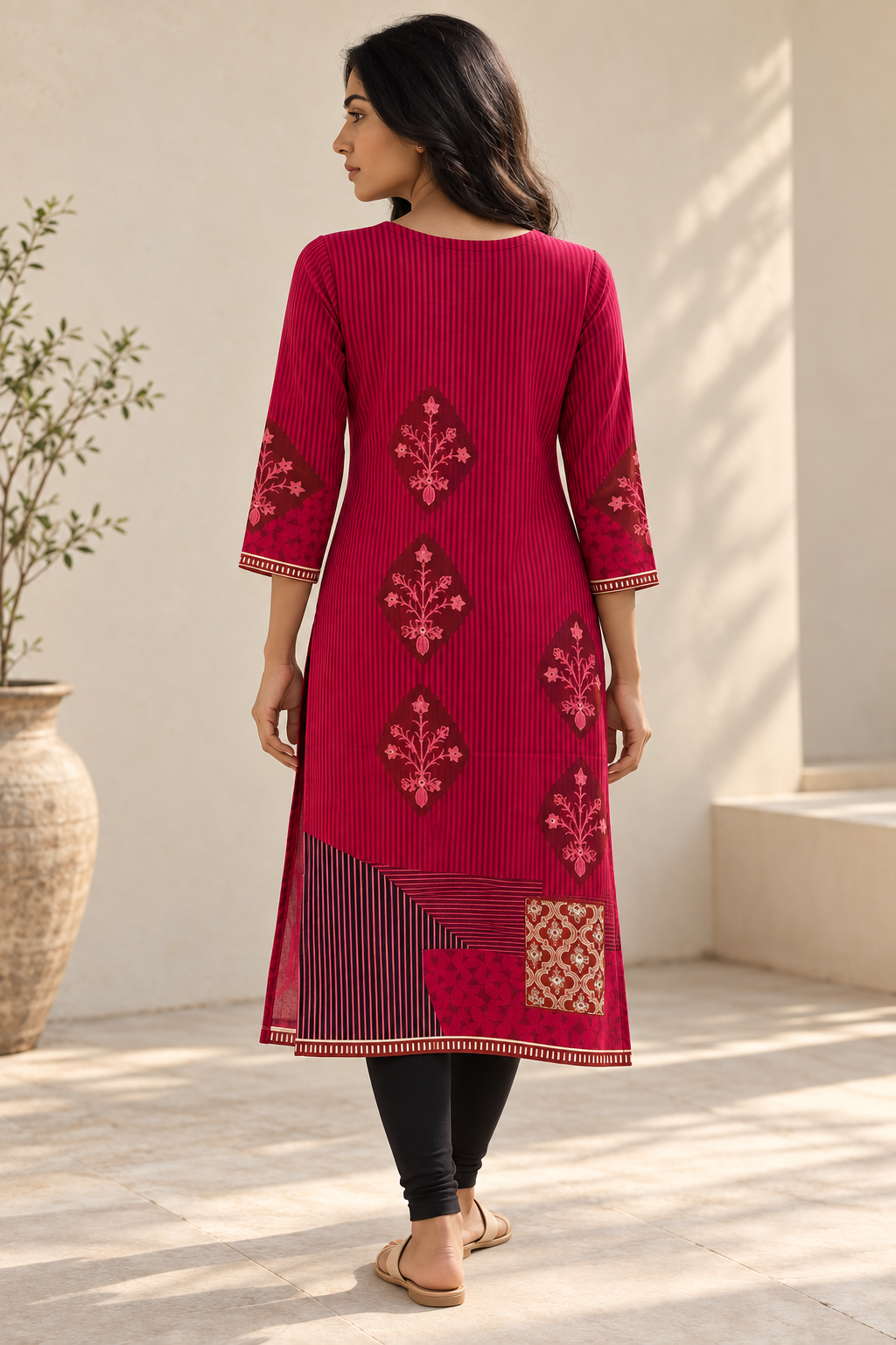 Raspberry Digital Print Kurta