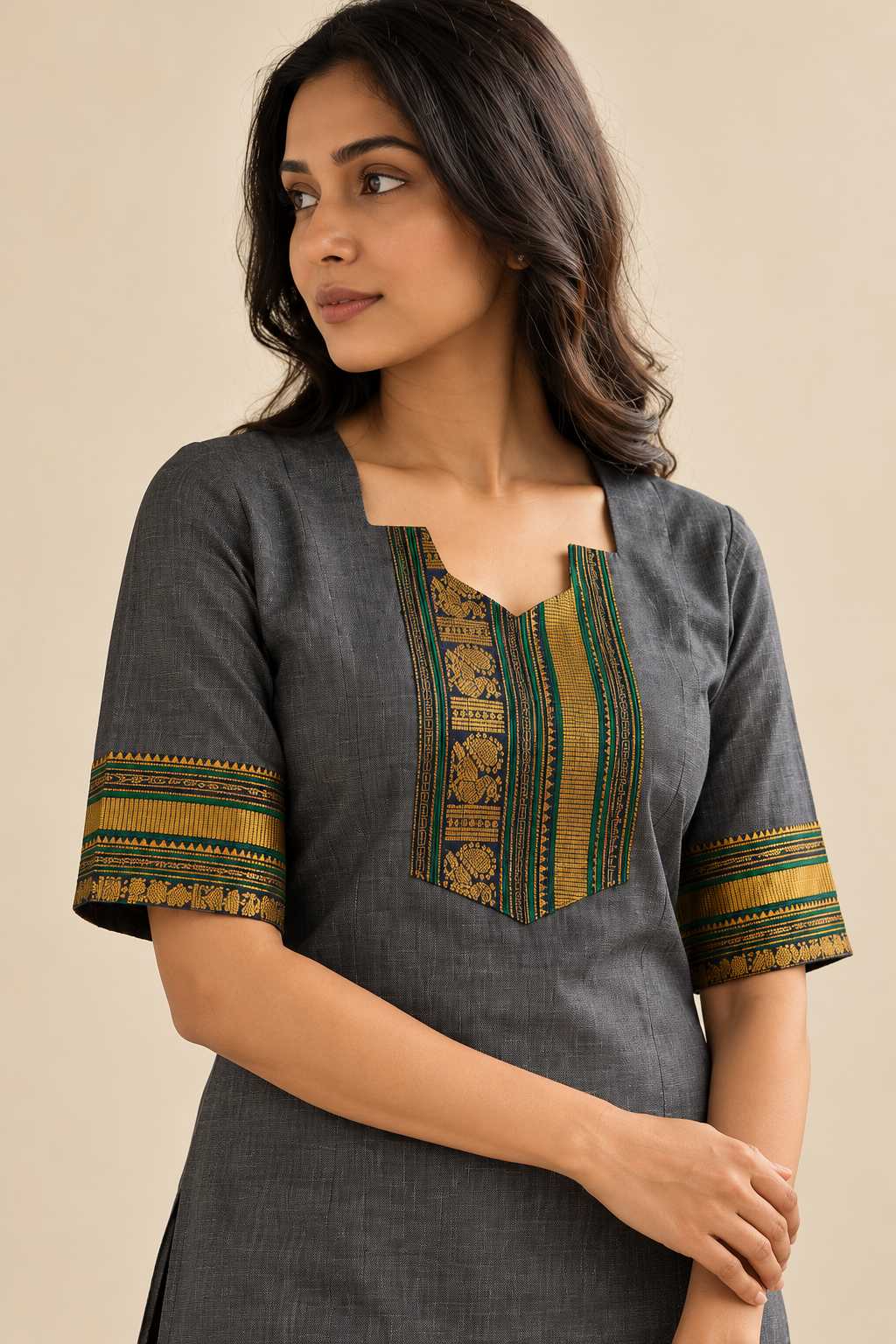 Grey Chettinad kurta