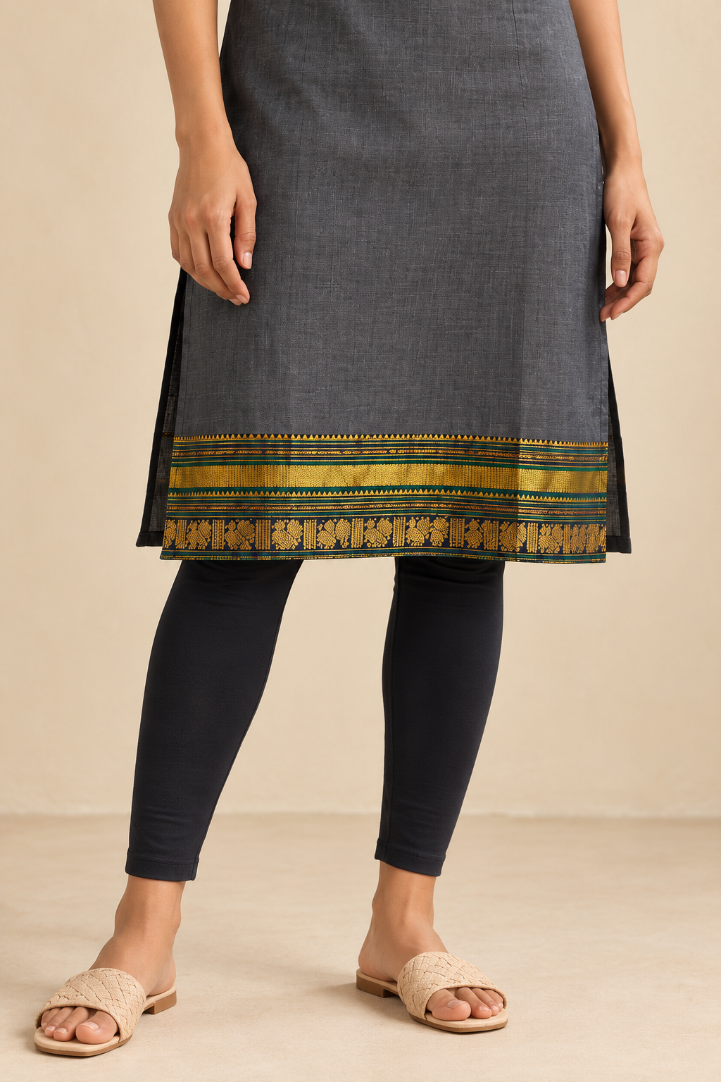 Grey Chettinad kurta
