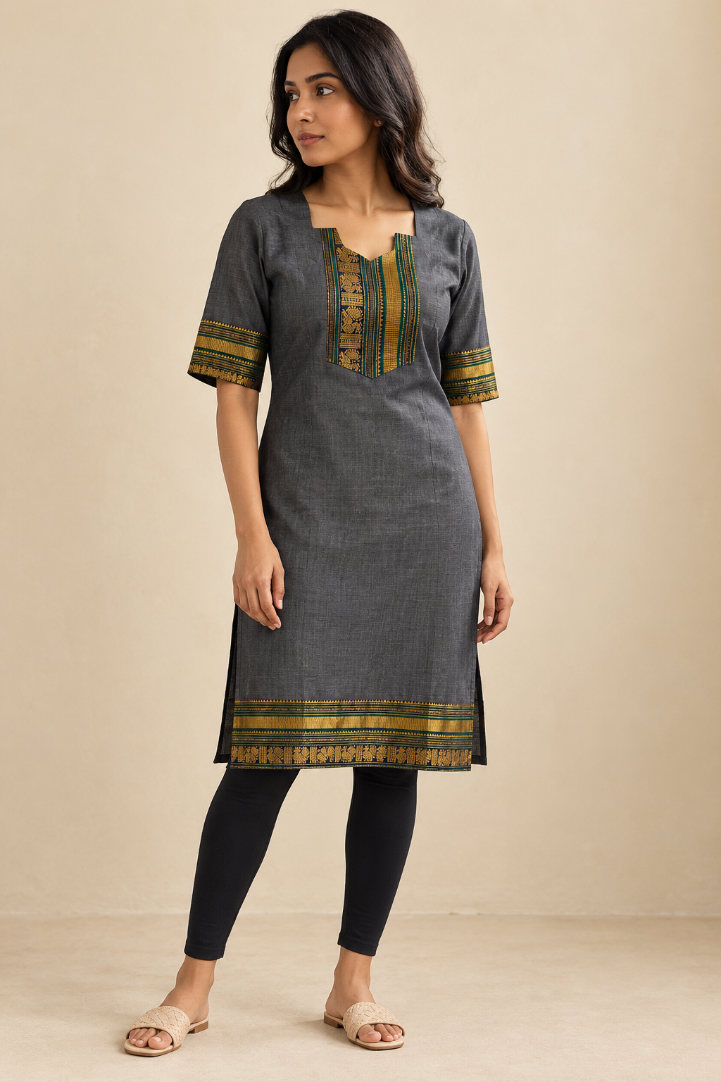 Grey Chettinad kurta