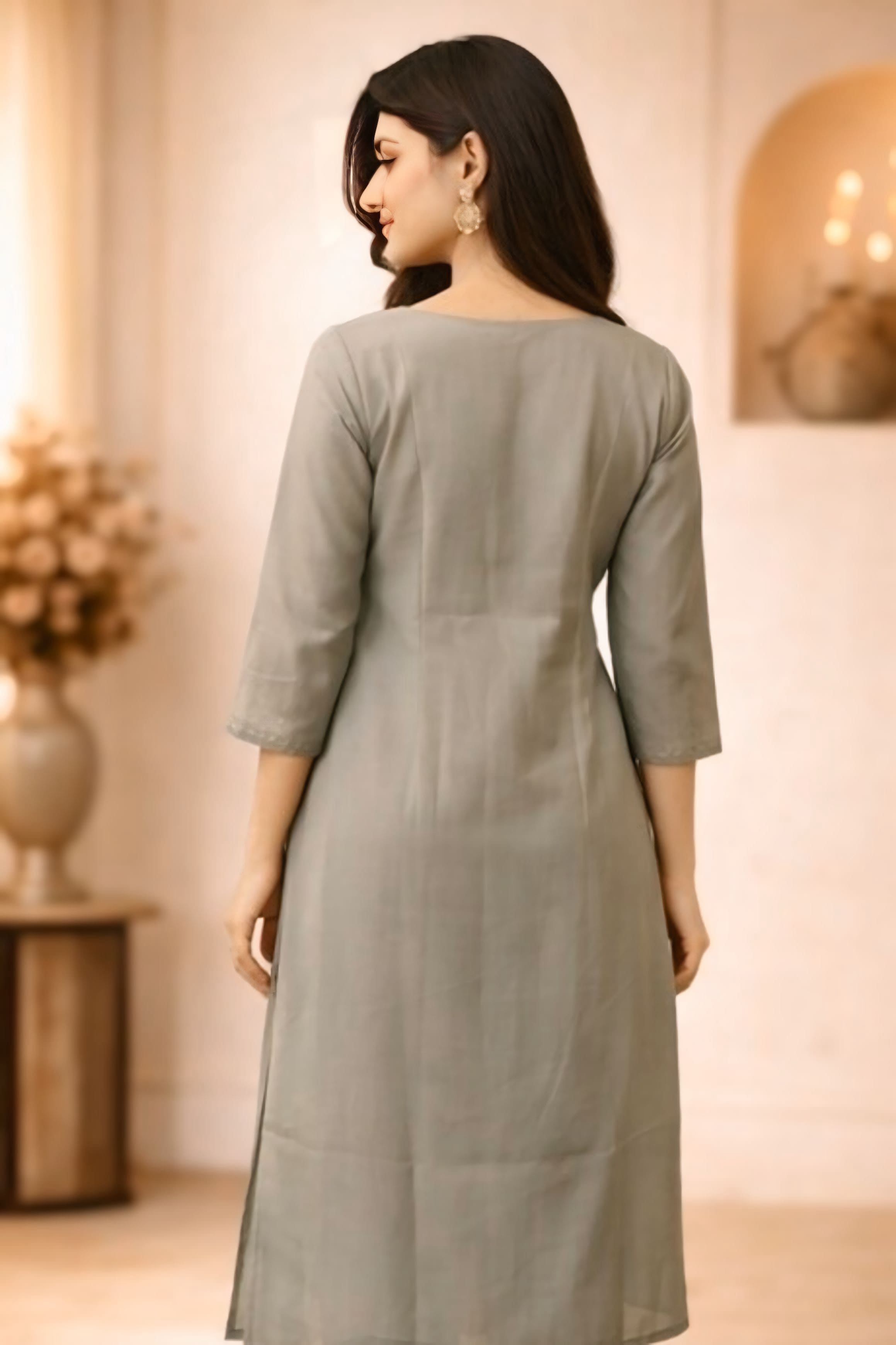 Silver Grey Knight A Line Kurta